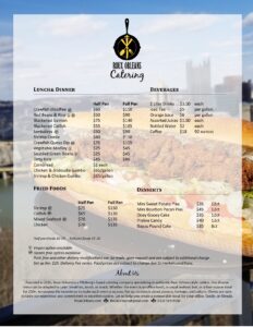View of Roux Orleans Catering Menu